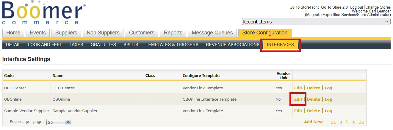 Interfaces list