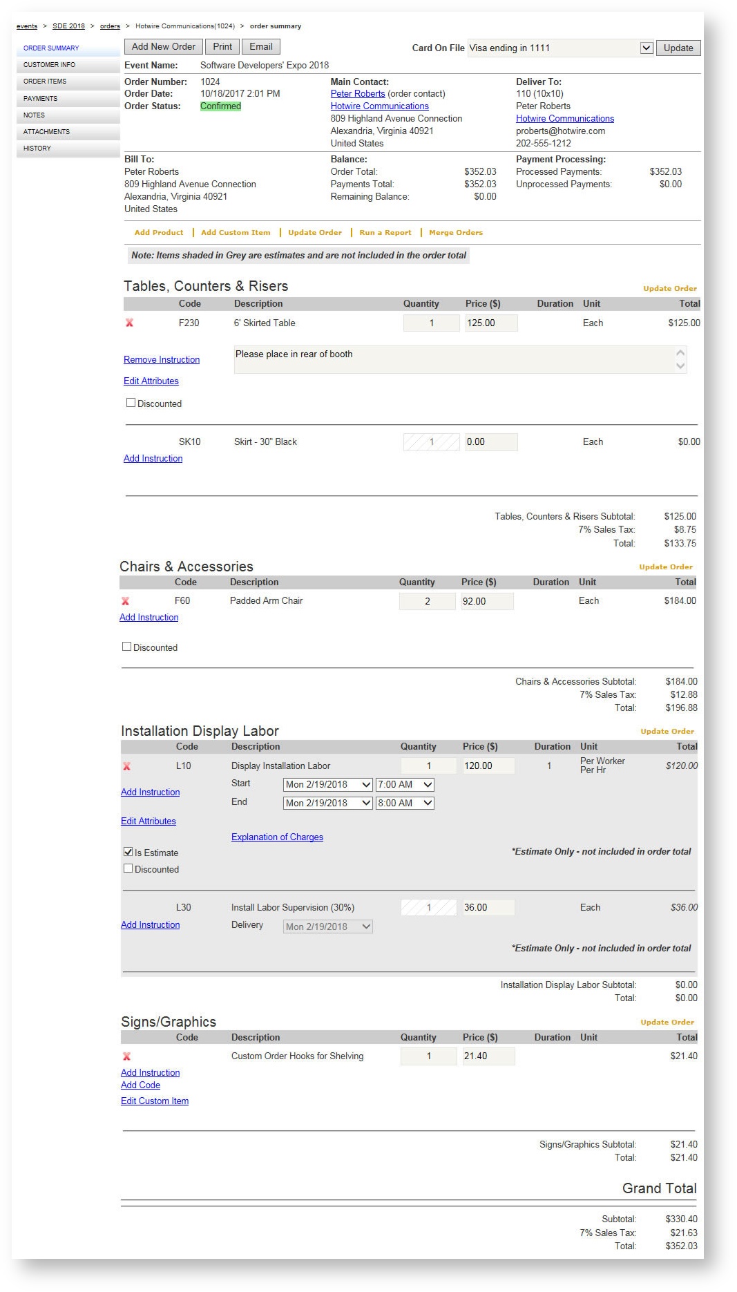 Create an Order for an Exhibitor – Boomer Commerce