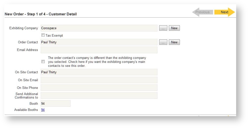 Allow exhibiting company contacts to see a third party or EAC order in the storefront
