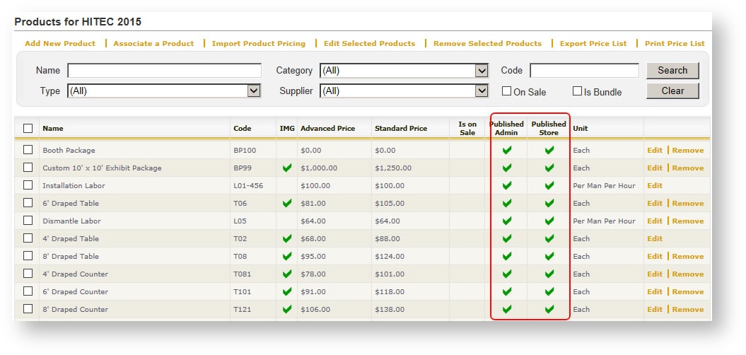 Products Grid in Event Red Box Publish