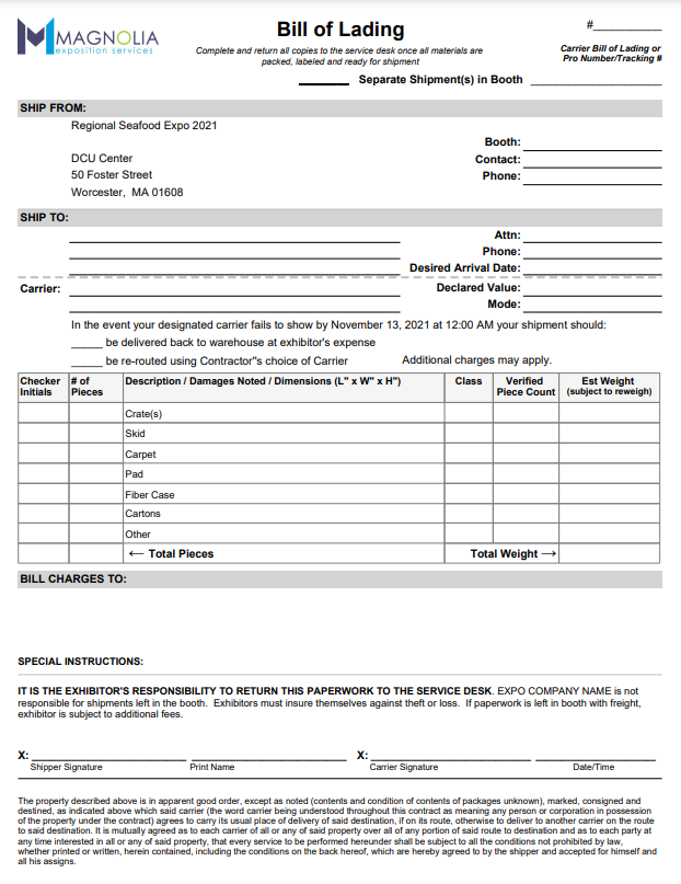 Bill of Lading - Blank Form – Boomer Commerce